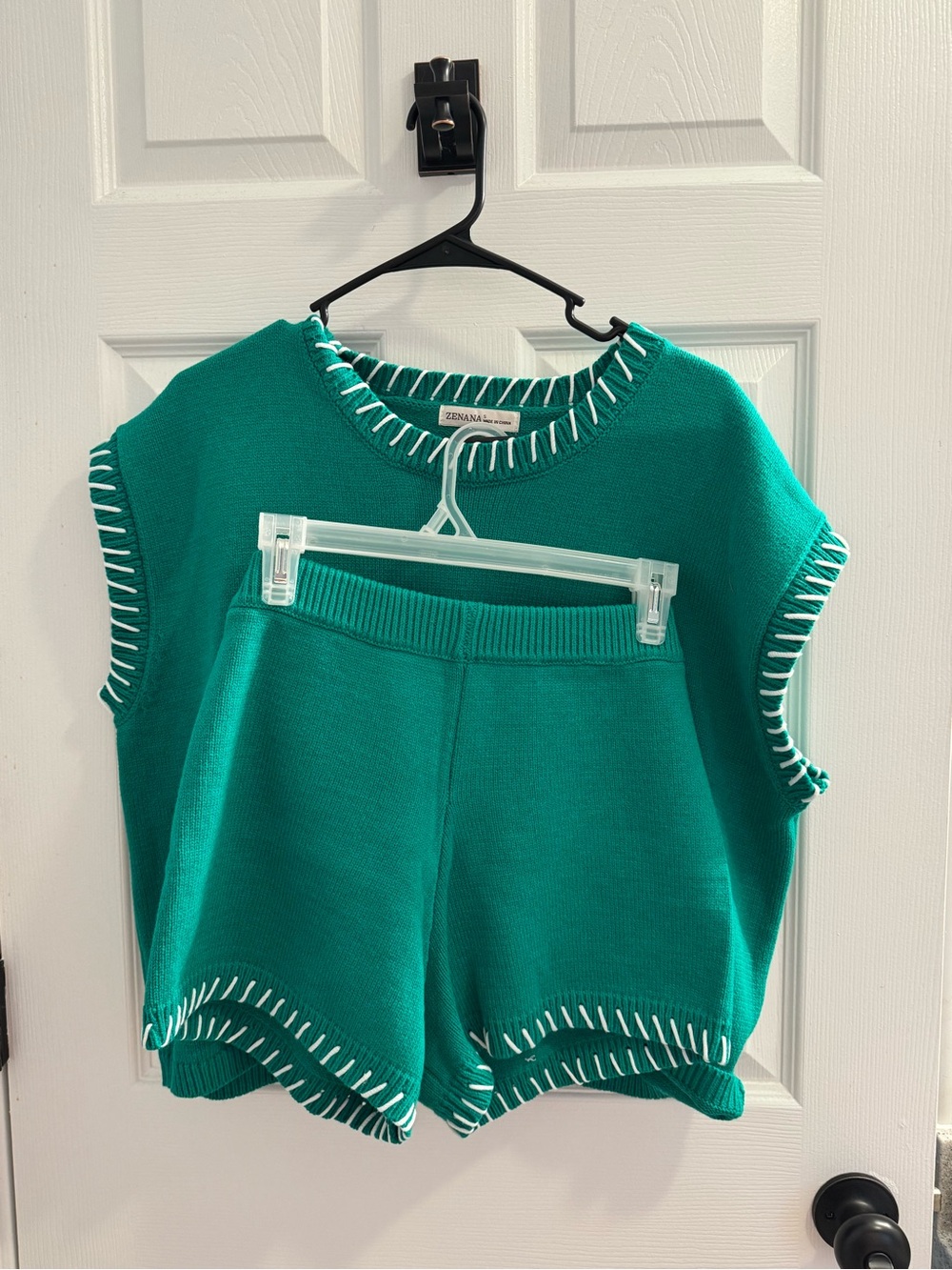 Zemana Kelly green Knit Shorts & Top Set